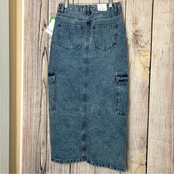 Love fire  Maxi Denim slit  Skirt size juniors 7 - Picture 3 of 10